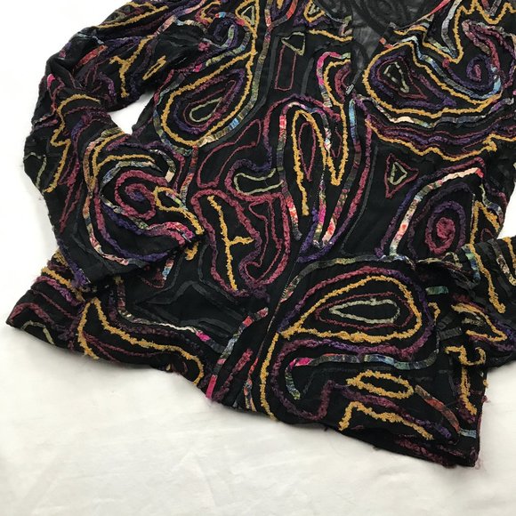 Chico's Patchwork Sheer Jacket - M - Picture 3 of 6